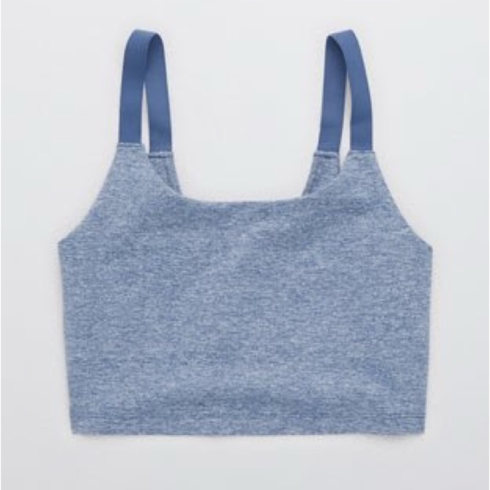 Seamless Light Blue Crop Bralette with Adjustable Straps